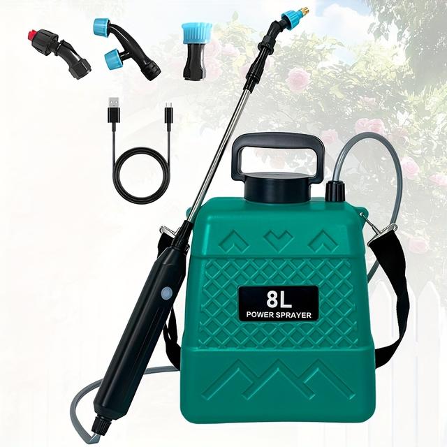 TEMU 1.3 Gallon Pulvérisateur de jardin à batterie avec poignée rechargeable USB, pulvérisation à 4 , tige extensible, pulvérisateur à pompe avec bandoulière réglable pour cour, pelouse et jardin