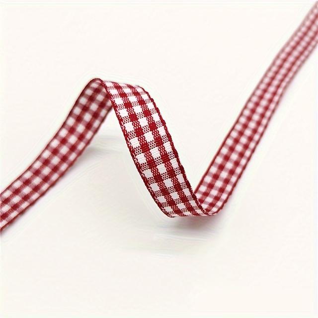 TEMU 10 mm-es rácsos szalagok masnikhoz, tökéletes ajándékcsomagoláshoz, poliészterből, 5 yardos kiszerelésben kapható.