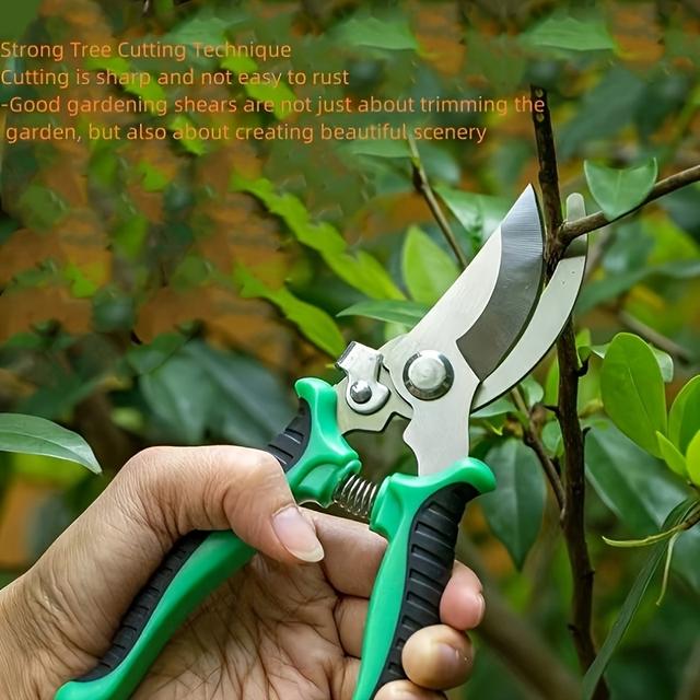 TEMU Ergonomic Stainless Steel Pruning Shears - Garden Clippers With Anti-slip Grip, Durable Branch Cutter For Gardening & Lawn Care