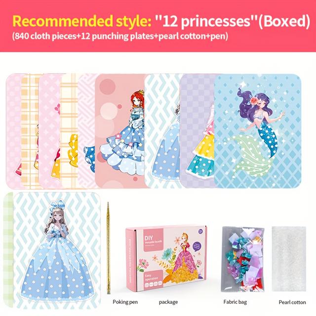 TEMU Cute Educational Craft Creative Dress-up Sticker Toy For Girls, 12pcs, Perfect For Holidays And Birthdays
