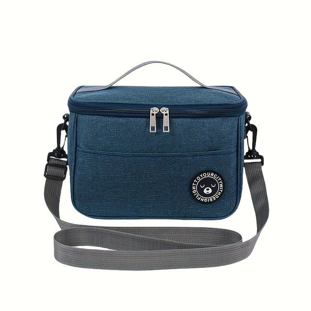 TEMU حقيبة غداء معزولة بنقشة دب - بوليستر متين، سهلة التنظيف ومحمولة للمدرسة والمكتب والاستخدام الخارجي، غير مخصصة للطعام، مثالية للطلاب وموظفي ، هدية عيد الميلاد، تصميم مرح، مقبض قوي