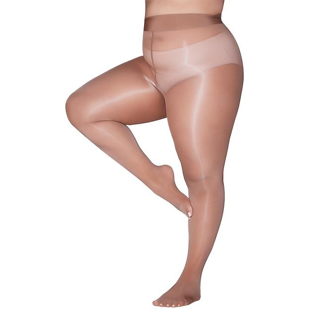 TEMU Plus Size Glossy Stockings 1pc – Shiny & Stretchy Leggings For Women, Comfortable Breathable