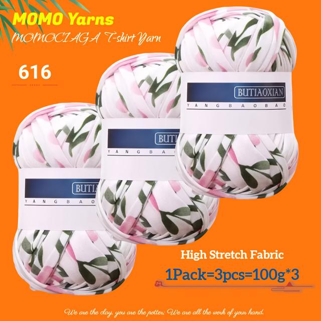 TEMU 3 Colorful T-shirt Yarns - 300 Grams/10.58 Ounces, High-elastic Flat Polyester Yarn, Suitable For Crocheting Shoes, Storage Baskets, Handbags, Mats, And Home Decor, 100 Grams Each.