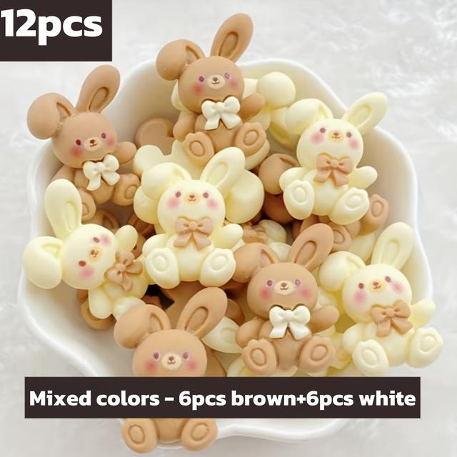 TEMU 12pcs, Cute Cartoon Animal Bow Bunny Resin Additions, Suitable For Scrapbooking, Craft Decoration, Scrapbook Enthusiasts Essential, Handmade Craft Supplies, Handcraft Lovers Single Item