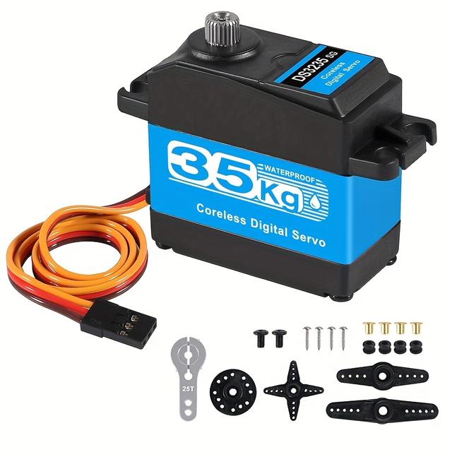 TEMU Hochdrehmoment 35kg Kernloses Digitales Servo mit Edelstahlgetrieben - Wasserdicht, Reibungsloser Betrieb für DIY-Robotik & RC-Autos