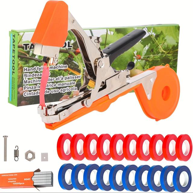 TEMU A Machine Designed For And Effortlessly Tying Tomatoes, Peppers, And , As Well As For Use In . This Manual Tying Tool With Tape And Nails, Includes Spare Parts
