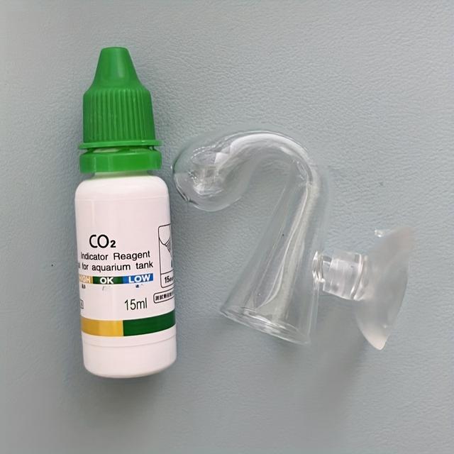 TEMU 1pc Aquarium Co2 Indicator Test Kit, Plastic Fish Tank Co2 Concentration Monitoring Cup With Glass Drop Checker And Reagent Solution For Aquatic Plants - 0.51oz