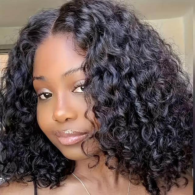 TEMU 4x4 Hd Lace Closure Wig Glueless Human Hair - 150% Density Deep Wave Natural Hairline & Pre-plucked/cut Lace, No Glue/ For Sensitive Scalp, Full Headpiece (/blonde/red) - Short To Long Hairstyles