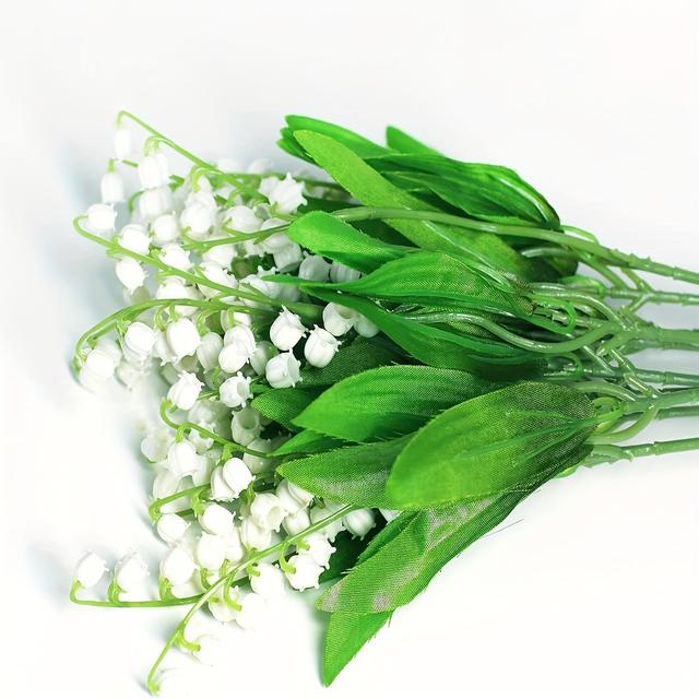 TEMU 10 قطعة SHARKBEE باقة أوركيد بيضاء أنيقة صناعية - زهور زنبق مزيفة واقعية مع زهور وادي ، مركز طاولات زفاف متين من البلاستيك، باقات عروس، حشوات مزهريات لتزيين المنزل، عيد الحب، عيد الفصح، حانوكا