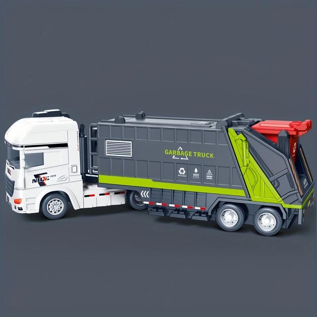 TEMU Cleaning Truck Toy Car, Manually Pushed, Abs Plastic, Simulated Garbage Truck Toy Model, Sweeping Machine, Watering Cart, Suitable For 3-6 Year Old Children's Birthday Party Gifts