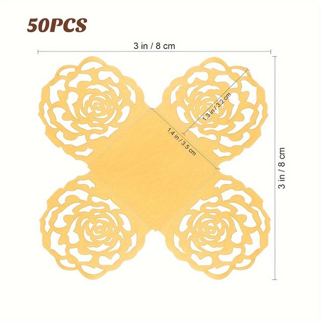 TEMU 50pcs Laser-cut Cupcake Wrappers, Decorative Paper Liners For Wedding, Birthday, Valentine's Day, 4th Of , Graduation - Elegant Hollow Cupcake Holders