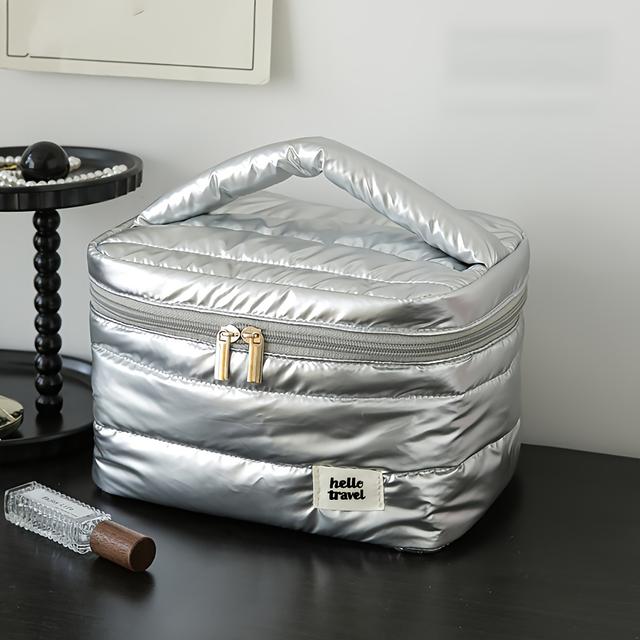 TEMU Handheld Makeup Bag Travel Toiletry Bag Women's Large-capacity Portable Multi-functional Makeup Tool Cosmetics Storage Bag