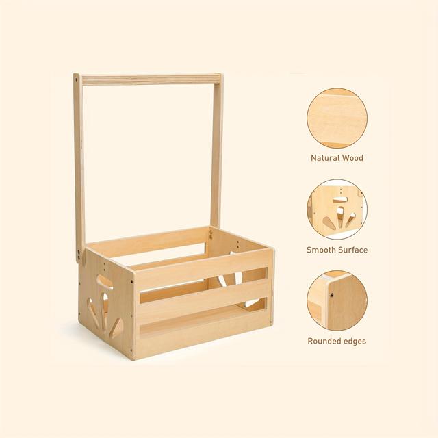 TEMU Naturholz Duschkorb mit Griff - Mehrzweck-Aufbewahrungskorb für Windeln, Kleidung und Geschenke, Robustes & Stilvolles Design für Neugeborene, für