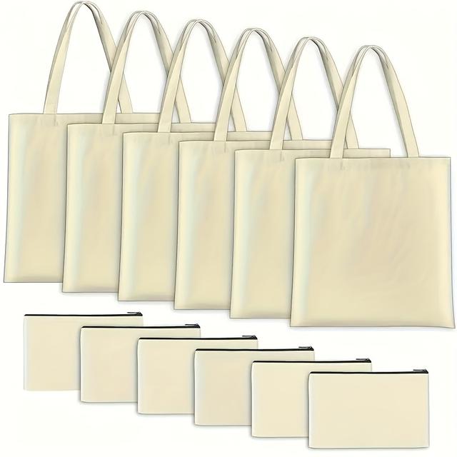 TEMU 12pcs Customizable Tote S - Diy, Heat-press Customized Blank - Perfect For Shopping, Gifts And Crafts, Machine Washable, Handmade Tote | Colorful Design | Durable Material, Large Tote