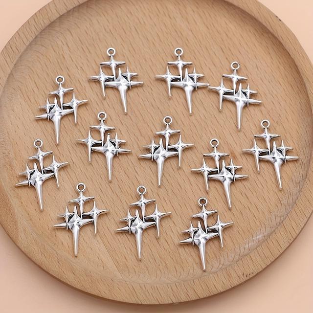 TEMU 12pcs Star Charms Pendants For Jewelry Making Diy Handmade Necklace Bracelet Earrings Accessories, Gift For Eld, Gift For Ramadan