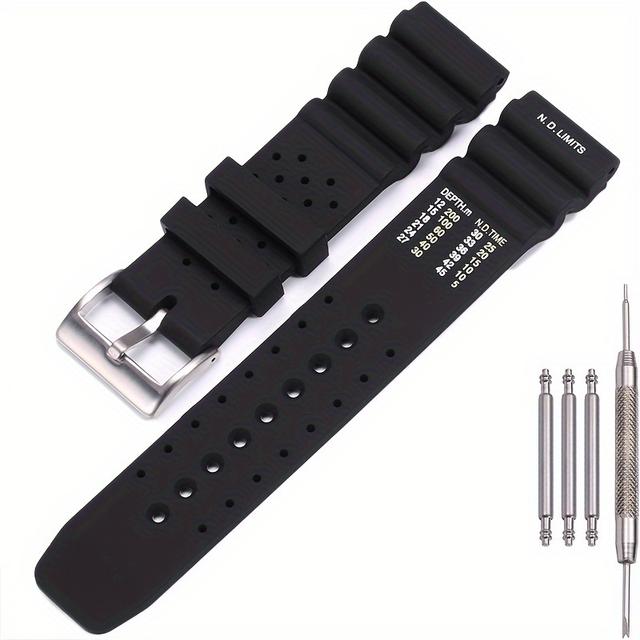 TEMU Watch Accessories Silicone Strap /24mm Suitable For Men's And Women's Watches Solar Sports Diver Steel Bezel Strap Silicone Diving Sports Strap