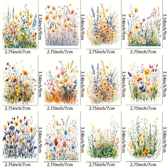 TEMU 12pcs Spring Series 3d Uv Dtf Rub-on Transfer Paper, High-quality Uv Dtf Cup Wraps For 16oz Glass Can, Water Bottle, Cup - Waterproof, Durable Plastic Material, Diy Decoration