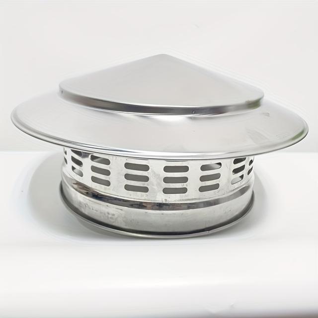 TEMU 7.9-inch Round Chimney Cap, 304 Stainless Steel Chimney Cover, With Filter Mesh, Flue Pipe Chimney Cap, Flue Pipe Top Cover, Silver Color
