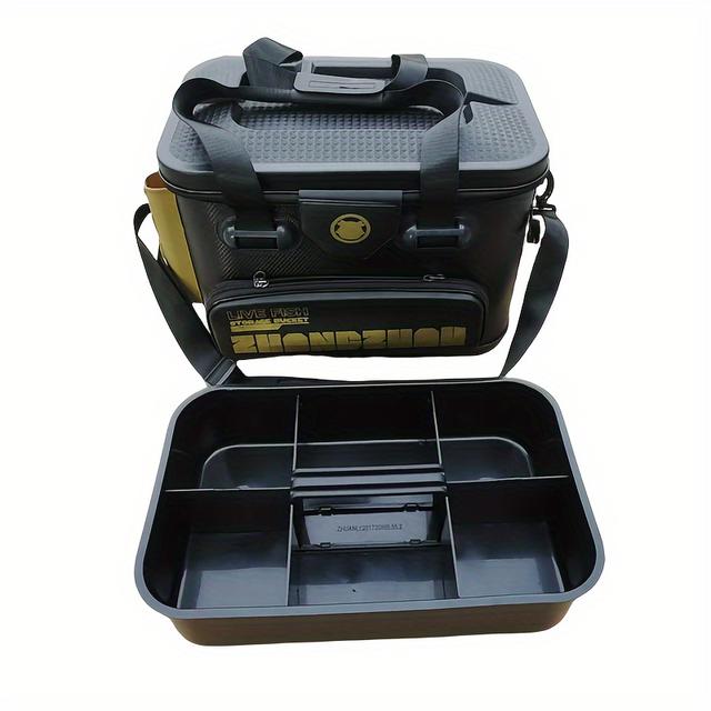 TEMU 1 Stück Modische Mehrzweck-Angelzubehörbox, EVA-Material, Reißverschluss, Buchstabenmuster, Universal wasserdicht, für Herren, Geeignet für Camping