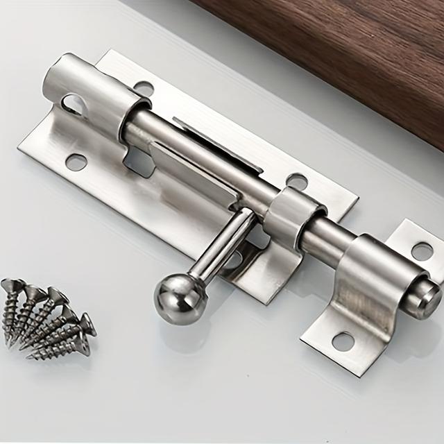 TEMU Kraftig Rustfritt Stål Dørbolt med Pinn - Børstet Tyverisikringslås for Bad og Tre dører, Enkel Installasjon med Forborede Hull