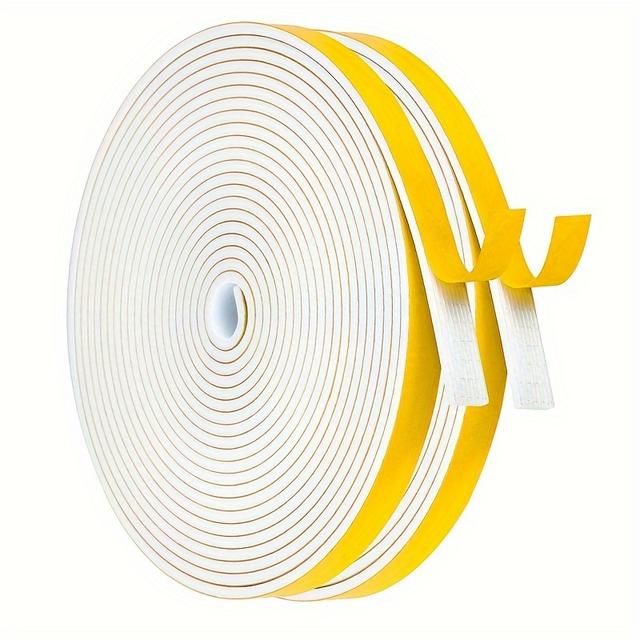TEMU 2롤 자체 접착식 비바람에 강한 실런트 테이프 - 방음, 난방 누수 방지, 단열용 고강도 폼 도어 및 창문 단열 스트립, 문/창문용 필앤스틱, 두꺼운 접착 스트립(폭 12mm)|창문형에어컨