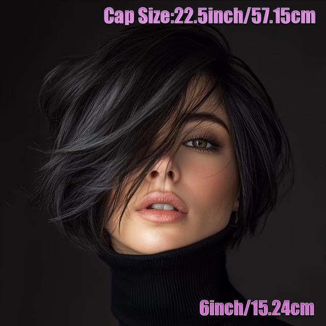 TEMU باروكة أمامية من الدانتيل 13x4 من الشعر البشري للنساء مع شعر برازيلي ريمي - كثافة 180%، باروكة بوب قصيرة مستقيمة، مناسبة للخط الشعري والامتلاء للاستخدام اليومي، الحفلات، المناسبات (قاعدة دانتيل)