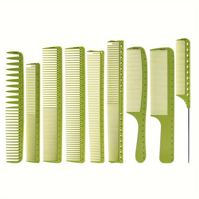 TEMU Men's Comb For Professional Women's Haircuts, Barber , Ultra-thin Flat Comb Set For Hairstylists, Nine-piece Set
