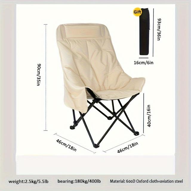 TEMU Ultra-leichter Faltbarer Mondstuhl, Hoher Rückenlehne und Dickes Kissen - für Outdoor-Camping, Skizzieren, Mittagspause und Angeln, nur für den Außenbereich