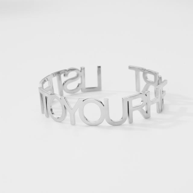 TEMU Customizable Personalized Minimalist Name Bracelet - 1pc, Versatile For Daily Wear, Stylish Outfits, And Formal Attire (recommended 15 Characters)