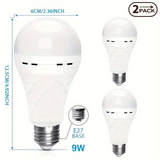 TEMU Kasotile Led+ Backup Battery Led Bulb, 9w Rechargeable Emergency Light + Flashlight, Soft White Light, A19 Bulb, Perfect Christmas Gift For Men, Suitable Holiday Gift For Women.