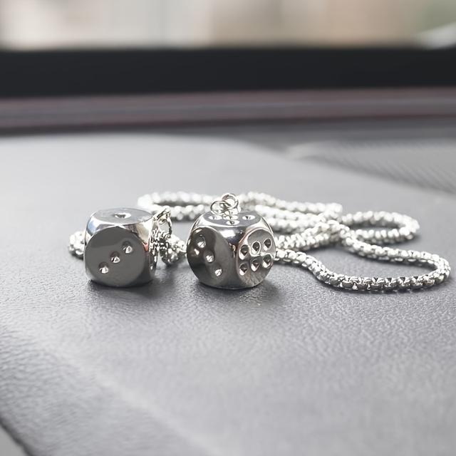 TEMU زخرفة معلقة للسيارة من الفولاذ المقاوم للصدأ - قلادة مرآة رائعة كإكسسوار لداخلية السيارة الأنيقة