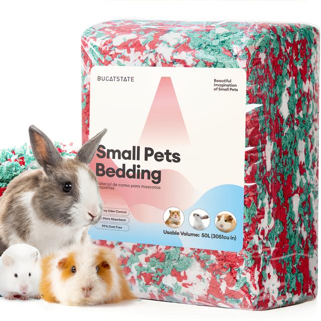 TEMU Bucatstate Colorful Small Pet Bedding, Winter Warm Hamster Supplies, Ultra Soft Insulated Bedding, High Absorbency, Nesting & Burrowing Cage Material, Red/green/white