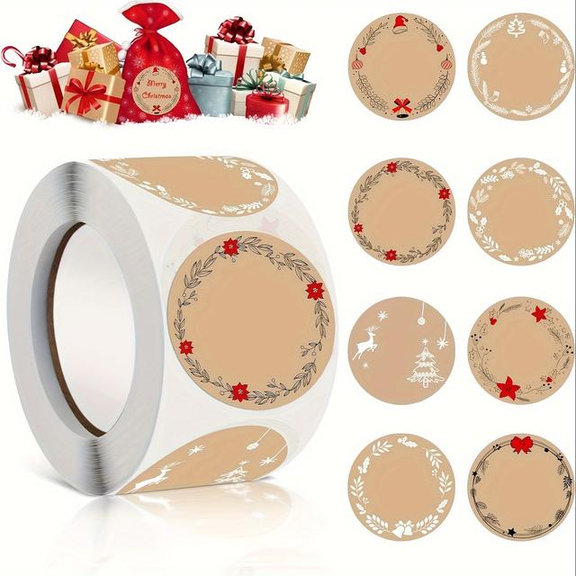 TEMU 500 Stück Christmas Stickers, 4cm Christmas Stickers, Christmas Stickers, Round Gift Stickers Merry Christmas Labels Paper, For Christmas Party Decoration Gift Packaging