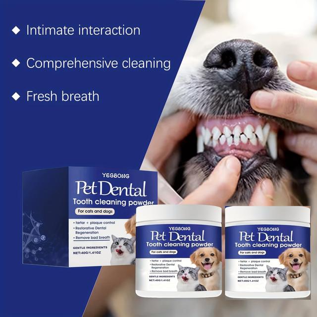 TEMU 2 szt. Zestaw Proszku Dentystycznego dla Zwierząt, Czyści Zęby, Usuwa Plamy i Kamień Nazębny, Eliminuje Nieprzyjemny Zapach, Odświeżający Proszek Dentystyczny