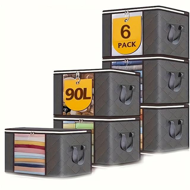 TEMU A Set Of 6 Large Storage Bags For Bedding, With Zippers And Handles, Each .78 Gallons, Perfect For Organizing Sweaters And In A Closet, Under-bed Storage