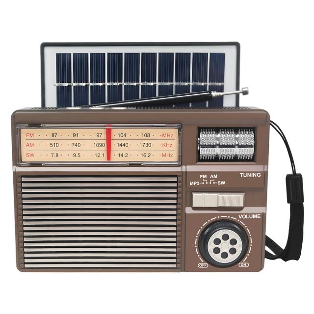 TEMU Portable Multifunctional Radio With Fm/am/sw/wireless/tf Solar Power, Usb Rechargeable, , U Disk & Tf Card Support, Rechargeable Radio, Durable Construction