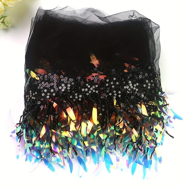 TEMU New Colorful Sequins Mesh Tassel Row Whisker Tassel Diy Stage Costume Curtain Decoration Clothing Accessories