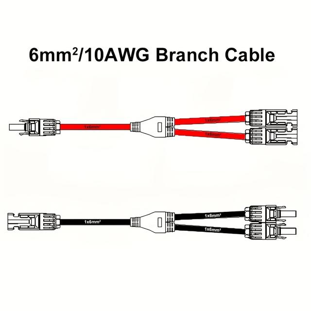 TEMU 10awg/6mm2 Solar Photovoltaic Branch Cable For Solar Module Expansion Parallel Cable Used In Cars, Rvs, Home Gardens, And Solar Power Systems - A Pair (0./1ft Red And 0./1ft Black)