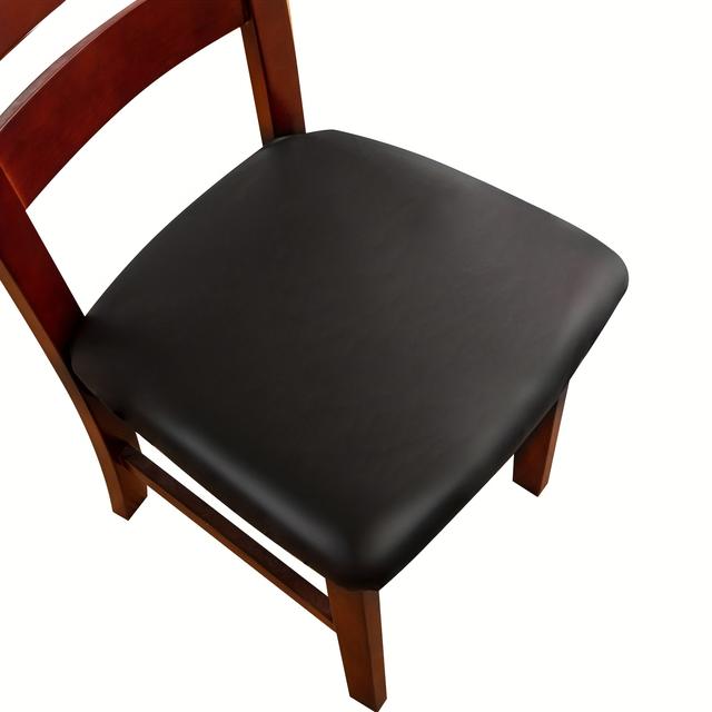 TEMU 2 Stück PU-Leder Hockerbezüge, Leicht zu Reinigen, Haustierfreundlicher Stuhlschutz mit Gummiband, Uni-Farben, Mehrere Farben Verfügbar, Geeignet für Wohnzimmer, Esszimmer, Büro Mehr