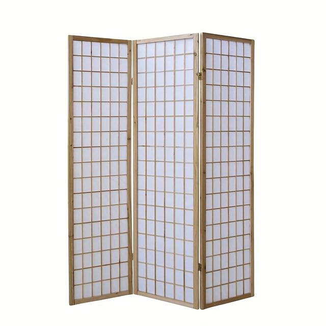 TEMU Modern Minimalist Wooden Grid Screen For Living Room And Office Partition In Tobacco Color, Perfect For Photography Props