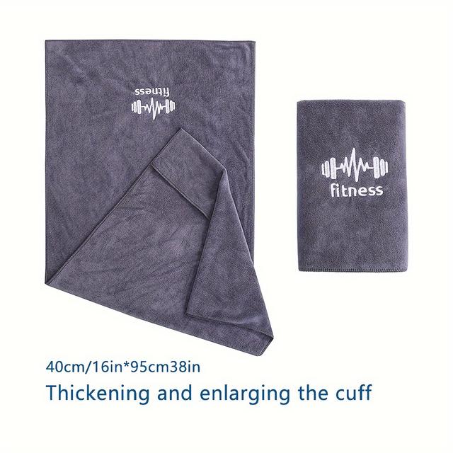 TEMU Ultra-absorbent Sports Towel For - Embroidered, Quick- Towel With Sleeve Cover, 16x38in - Fitness, Running, Outdoor Activities, Badminton, Basketball