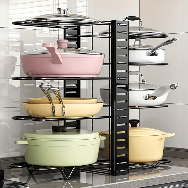 TEMU Merchandising Racks Rack Shelves For Restaurant And Business Adjustable Height Stainless Steel Pot Rack 5-tier & 8-tier Space-saving Kitchen Storage Shelf For Sink Cabinet Pantry