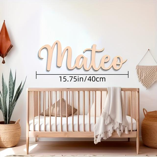 TEMU Custom Wooden Name Sign, Personalized Bedroom Wall Decor With Hanging Mount, Ideal For Wedding And Home Decoration, Materials