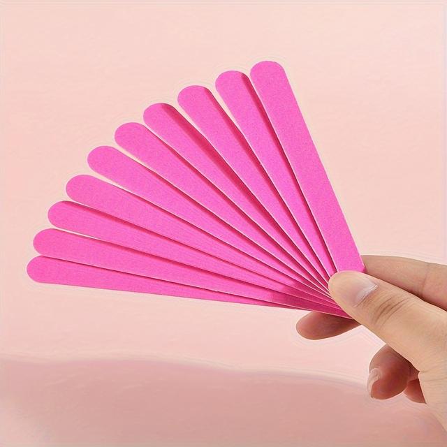 TEMU 50pcs/lot Double Sided Sandpaper Pink Nail File, 180/180, Foot Therapy Art Tool, Disposable Nail Polish Tool
