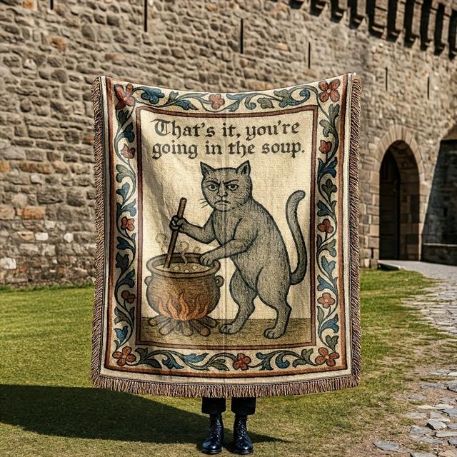 TEMU 1pc Weird Medieval Tapestry | Funny Quirky Magical Throw Blanket | Vintage Bookish Home Decor Gift | You're Going In | Fabric, Acrylic, Indoor Use