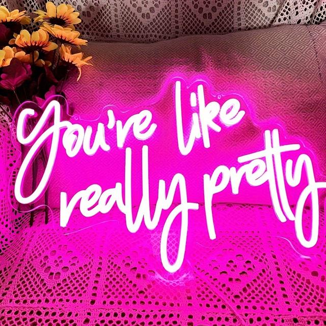 TEMU 1pc You Are Like Really Pretty Neon Sign Decor Led Neon Signs Wall Decor For Valentines Day Bedroom Bachelorette Party Teen Girls Room With Dimmable Switch Usb Power