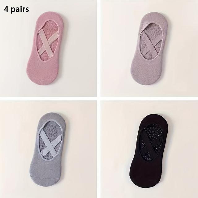 TEMU 4 pary damskich skarpet do pilates i jogi, idealne do ćwiczeń w pomieszczeniach, i aktywności sportowych