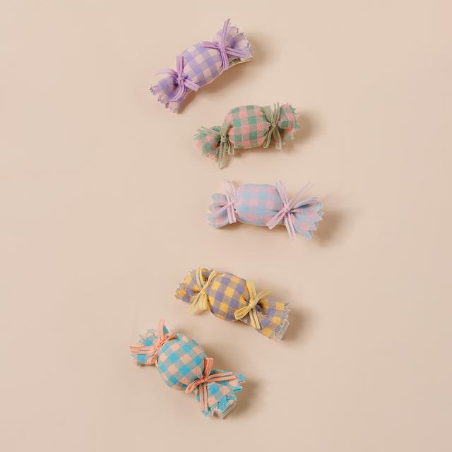 TEMU 5pcs Simulation Clip Stereo Cute Bangs Clip Plaid Fabric Hair Additions Gift Halloween Decoration