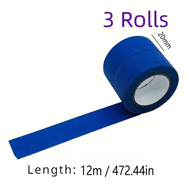 TEMU Tre rullar blå målarband, lämpligt för olika ytor, för målning och dekoration