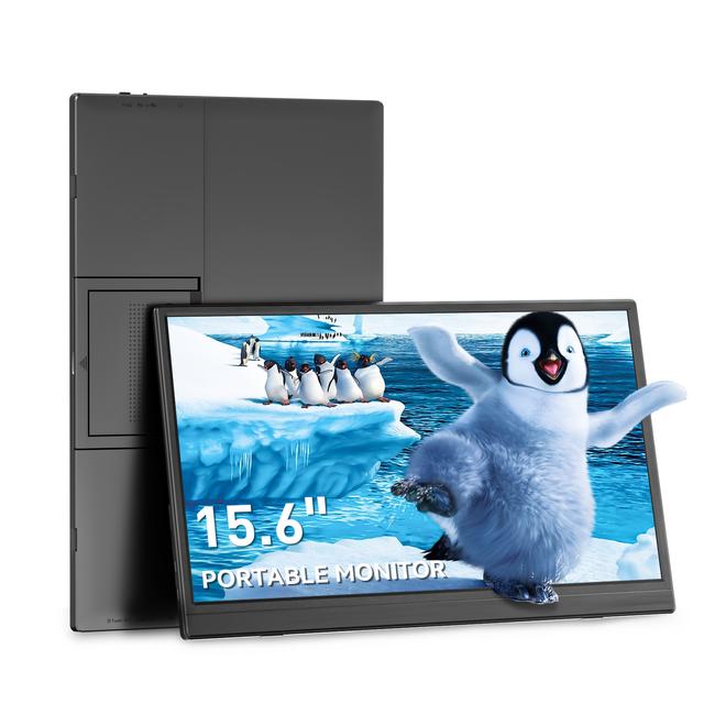 TEMU Portable Monitor 15.6-inch Portable Monitor 1920 X 1080 Full Hd Ips Screen With High-definition Tv Usb C Laptop Mobile Phone -4/5 Sw- Protective Case, Black